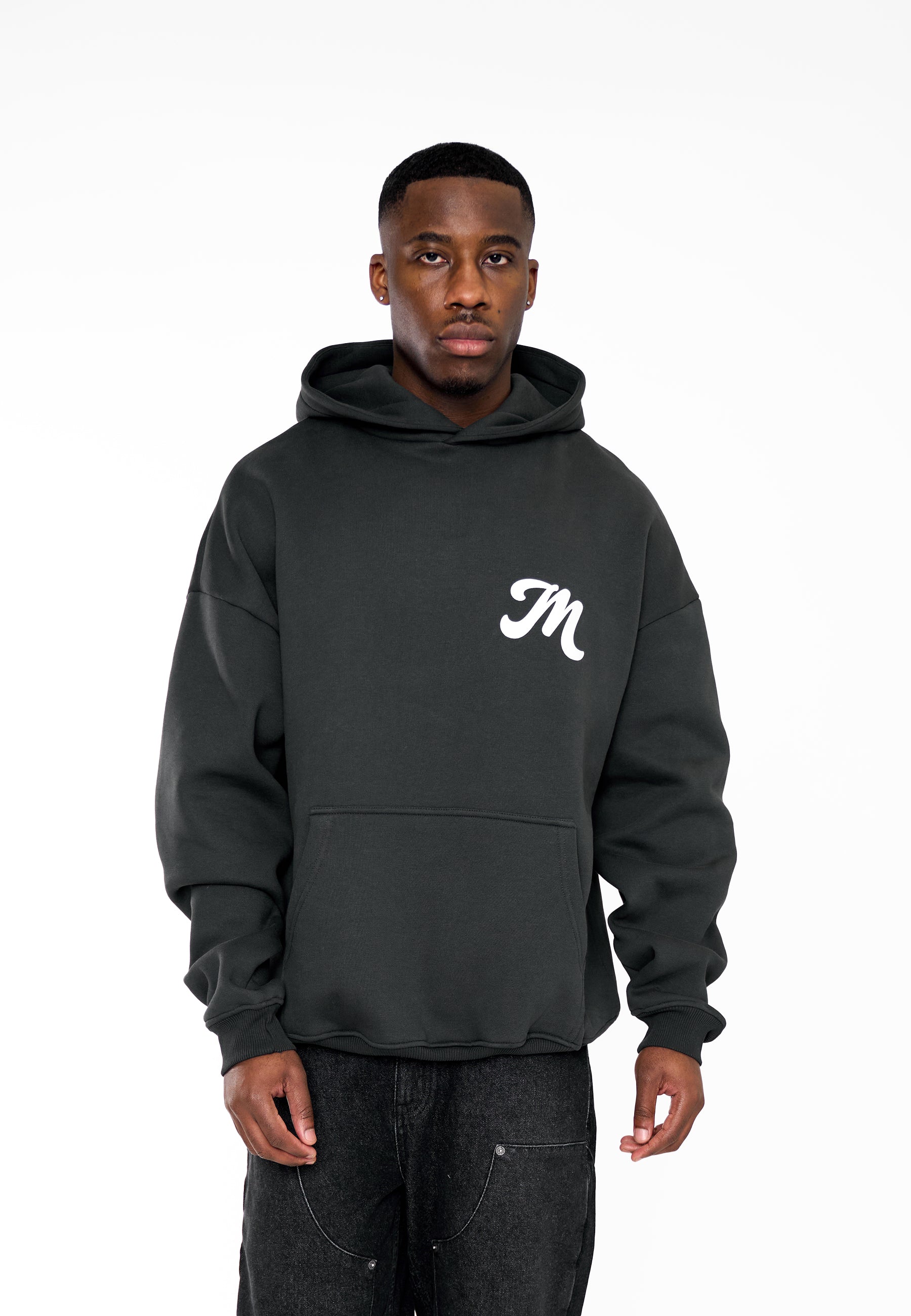 Oversize Hoodie M FLORAL 2 Black Soda Washed