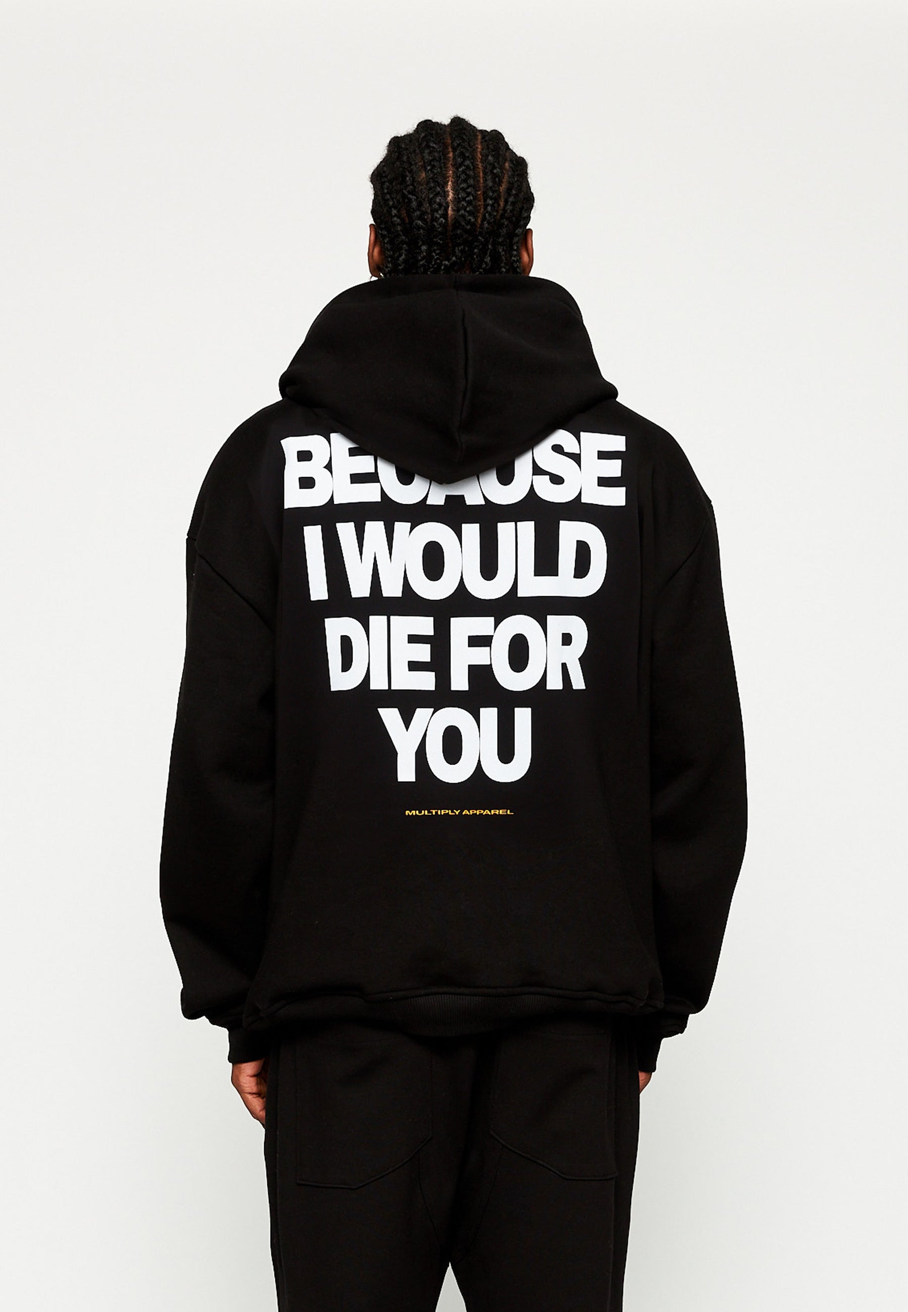 Oversize Zip Hoodie DIE FOR YOU Black