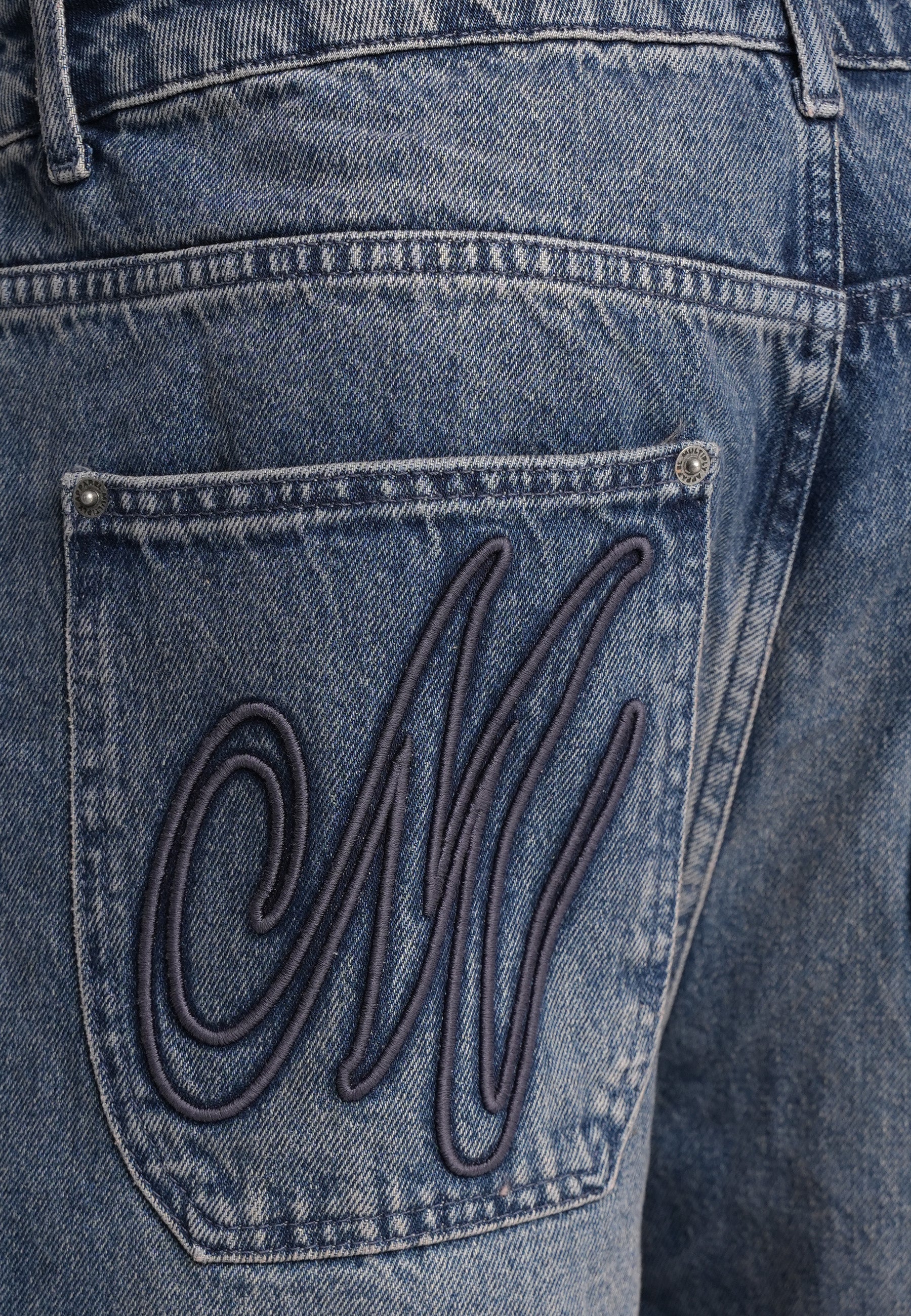 Wide Straight Jeans SLICK Blue Beige