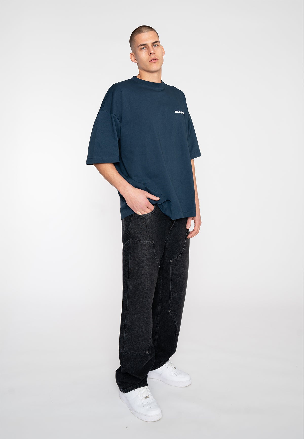 Panneled Straight Jeans PANEL Black