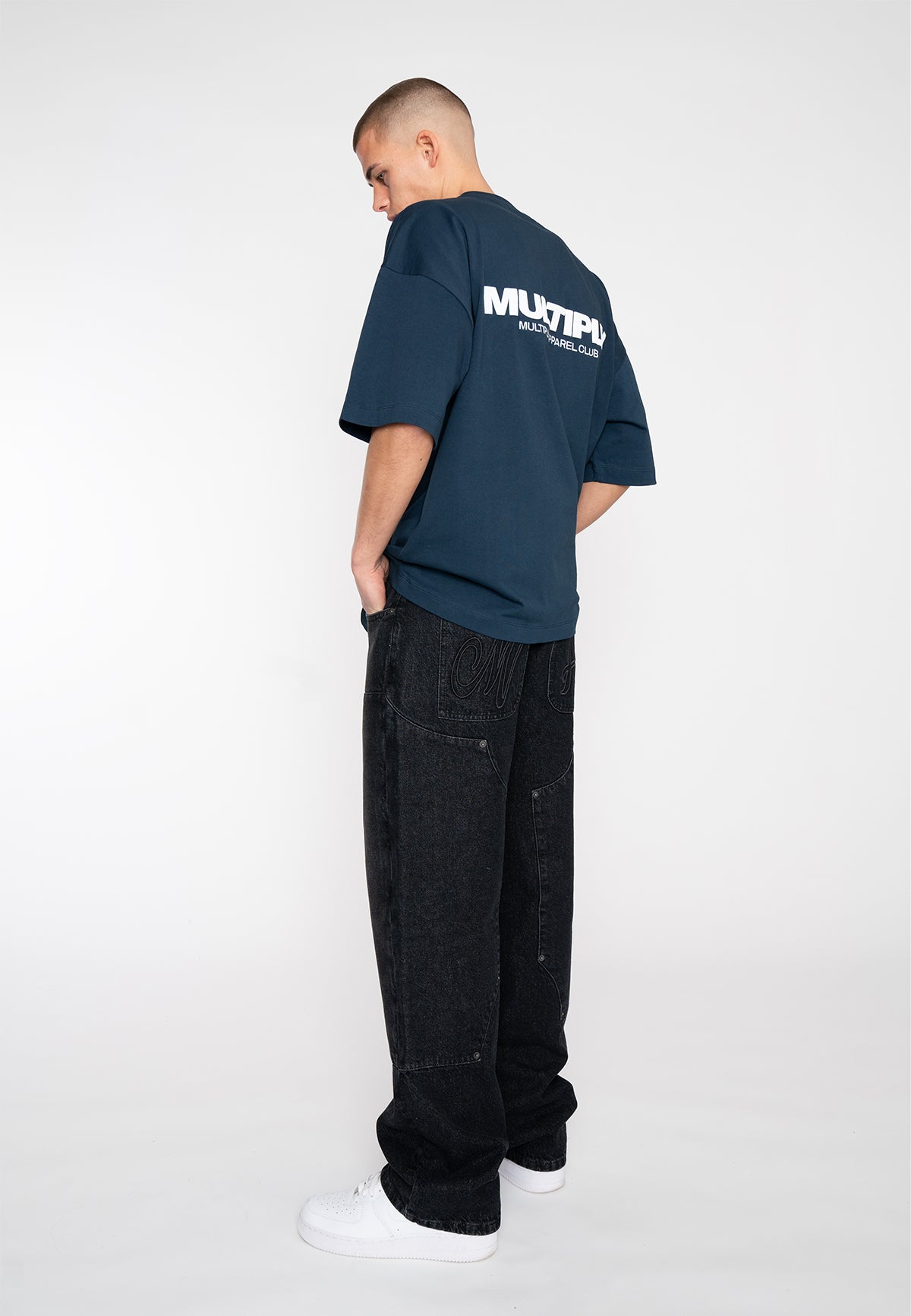 Panneled Straight Jeans PANEL Black