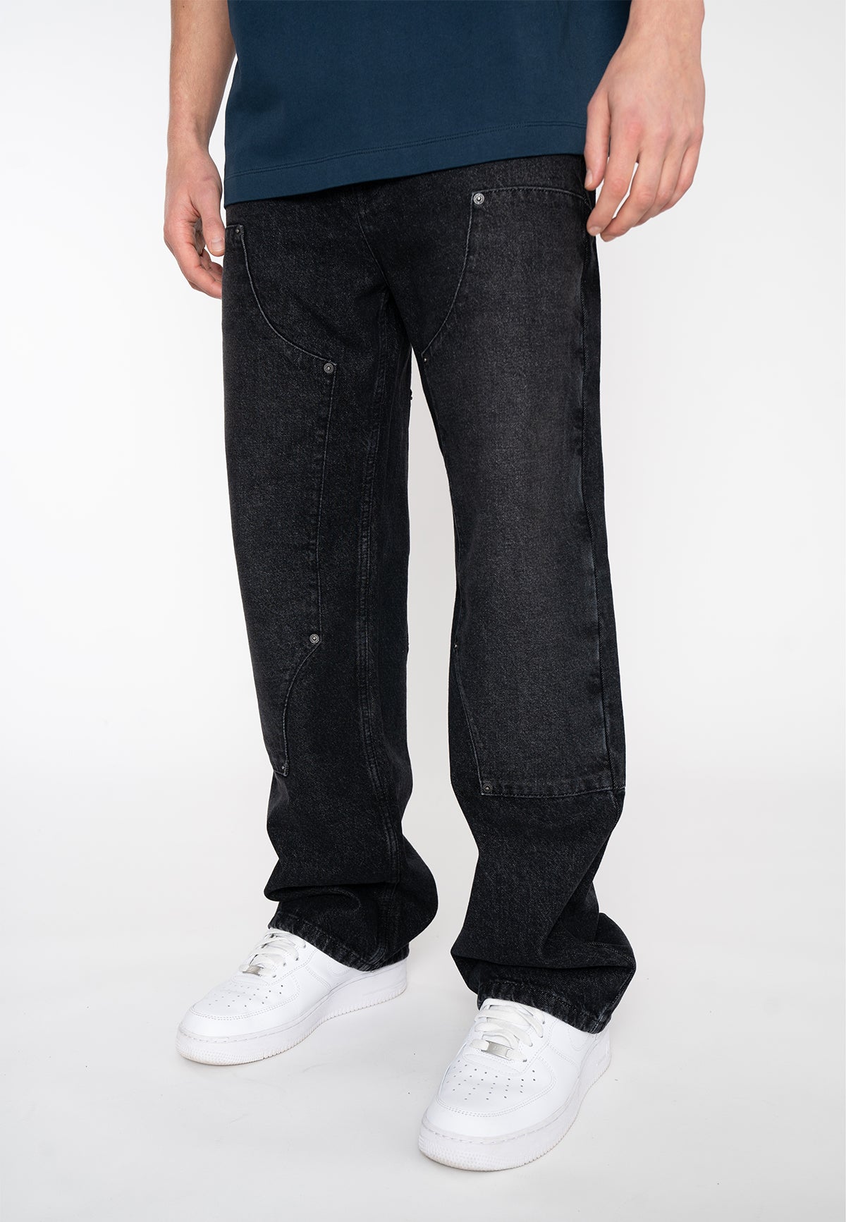 Panneled Straight Jeans PANEL Black