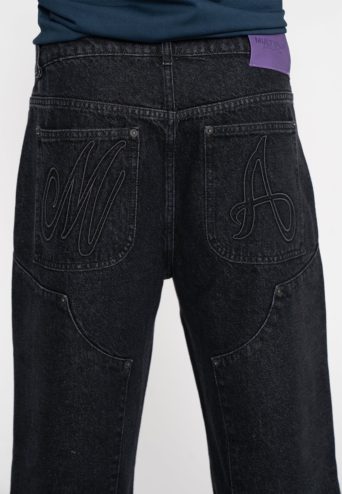 Panneled Straight Jeans PANEL Black