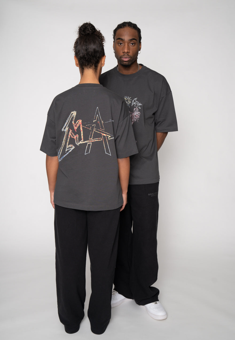 Oversize T-Shirt SNAKE SKETCH  Black Soda Washed