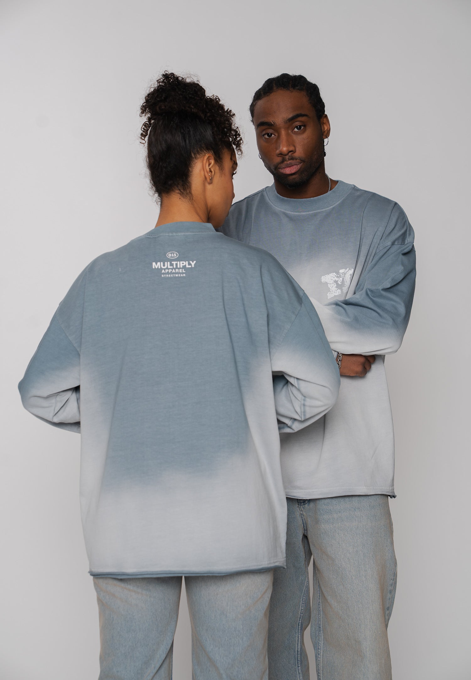 Oversize longsleeve HORSE SKETCH Black Soda Washed