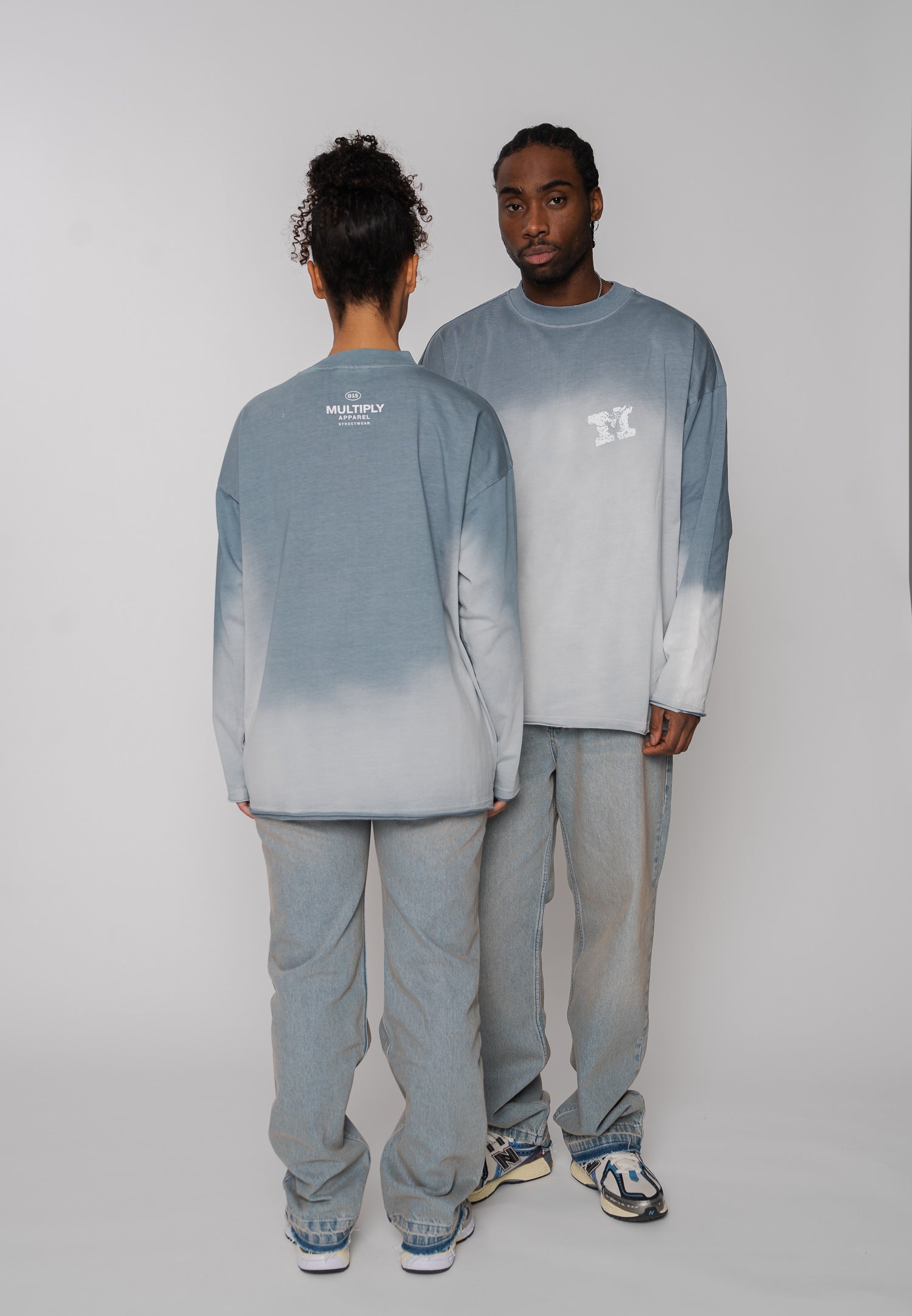 Oversize longsleeve HORSE SKETCH Black Soda Washed