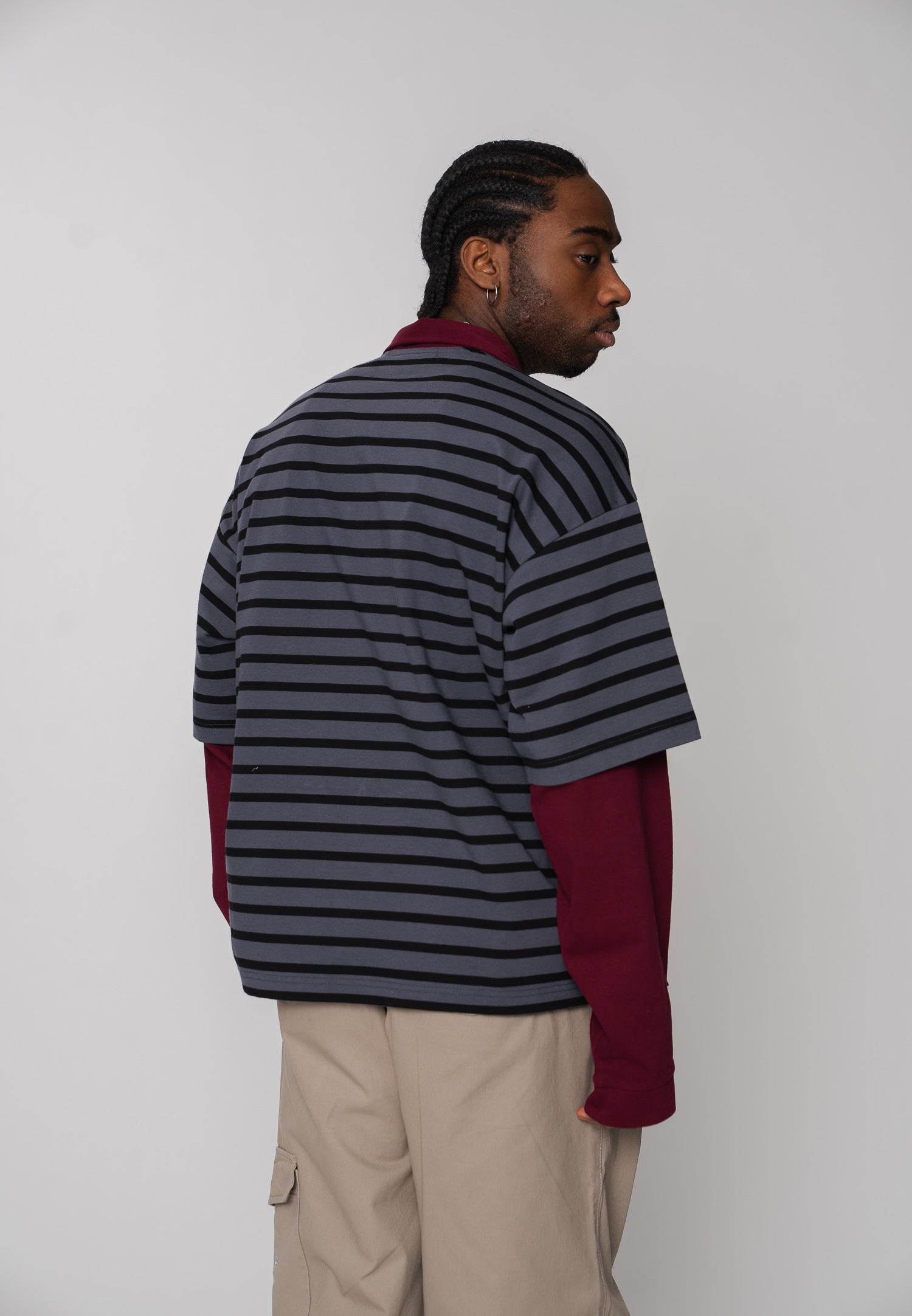 Oversize Longsleeve Polo DIVISION Maroon Red