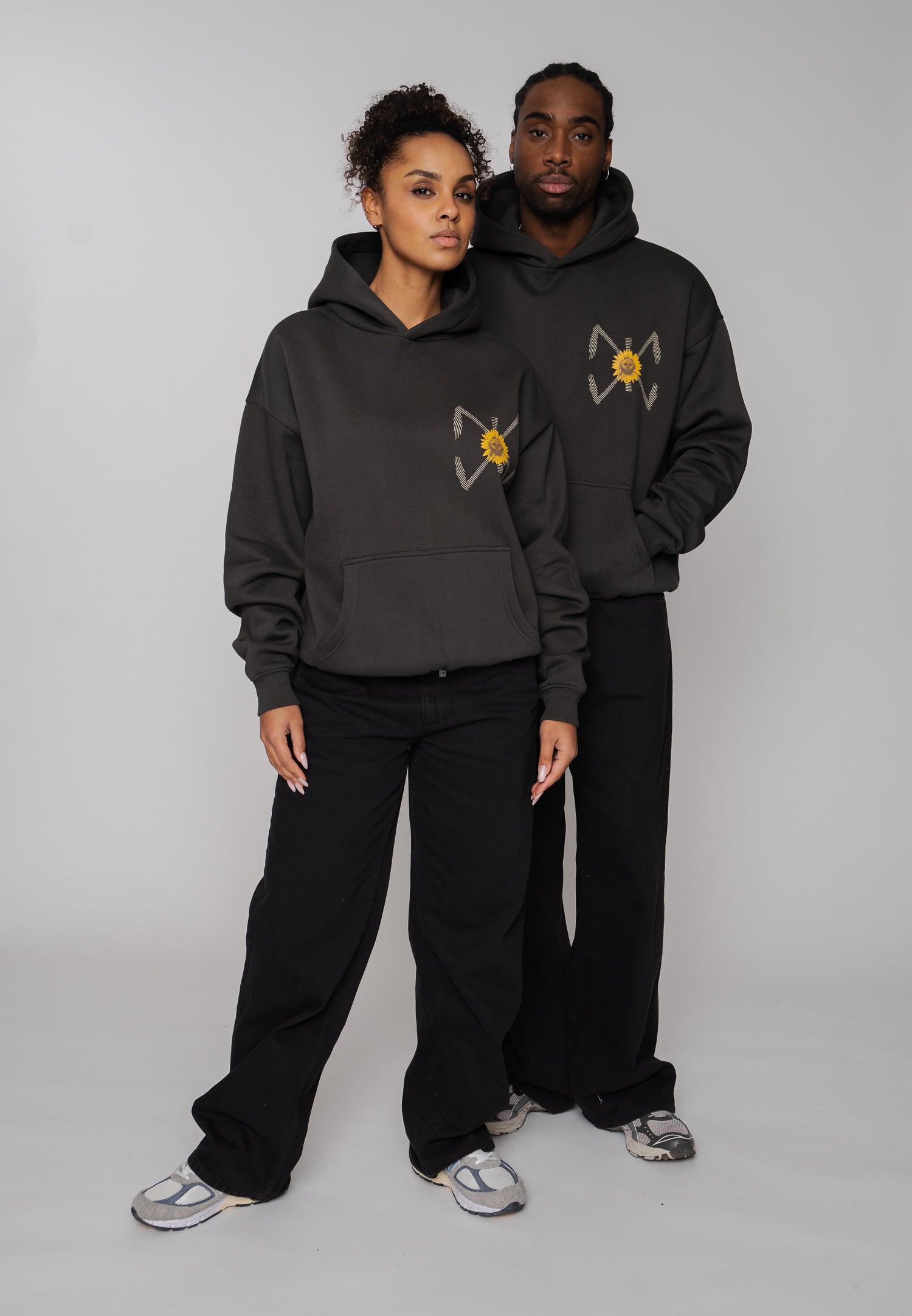 Oversized Hoodie DOG SKETCH Black Soda Washed