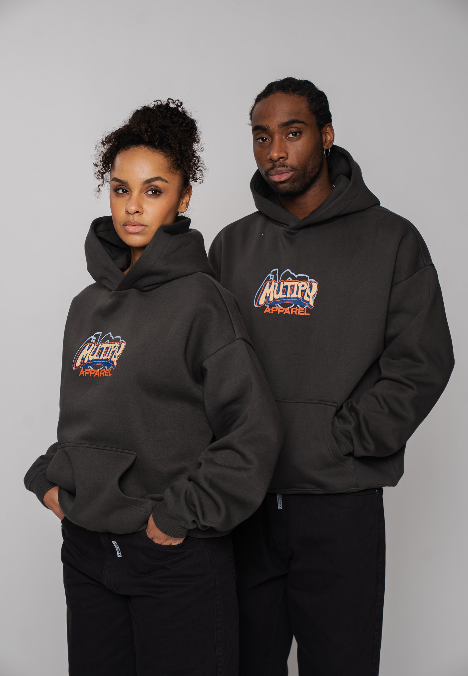 Oversized Hoodie DOG SKETCH Black Soda Washed