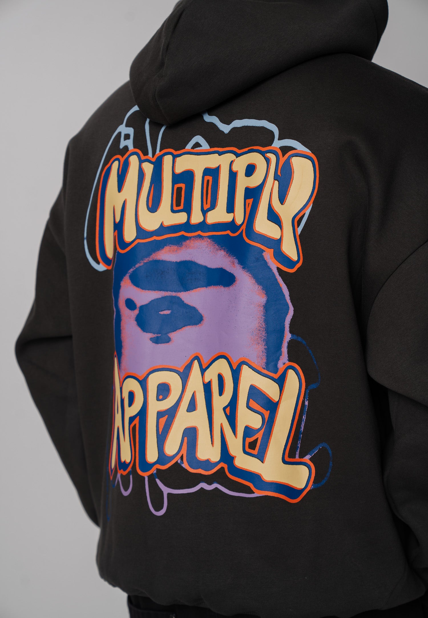 Oversized Hoodie DOG SKETCH Black Soda Washed