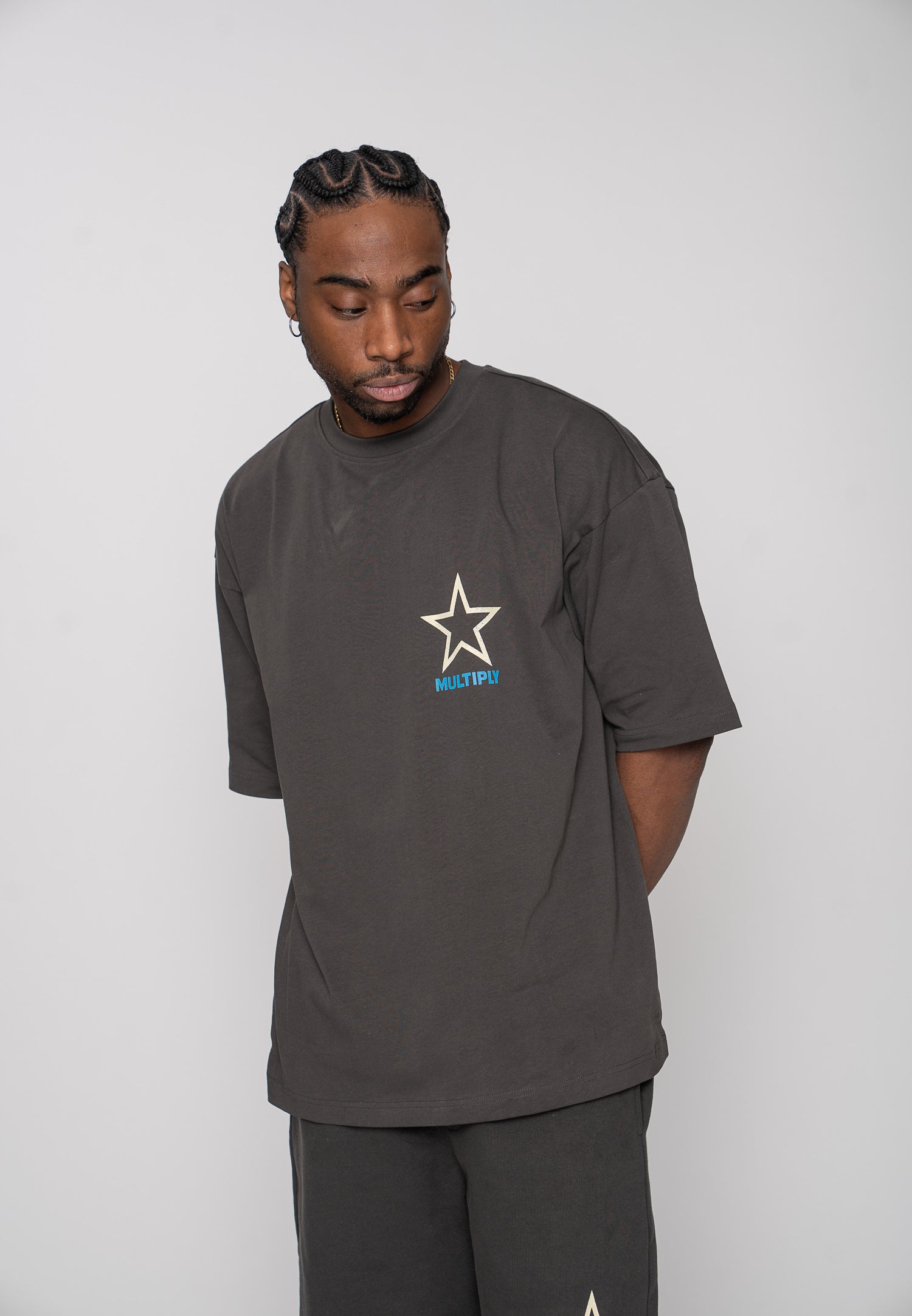 Oversize longsleeve HORSE SKETCH Black Soda Washed