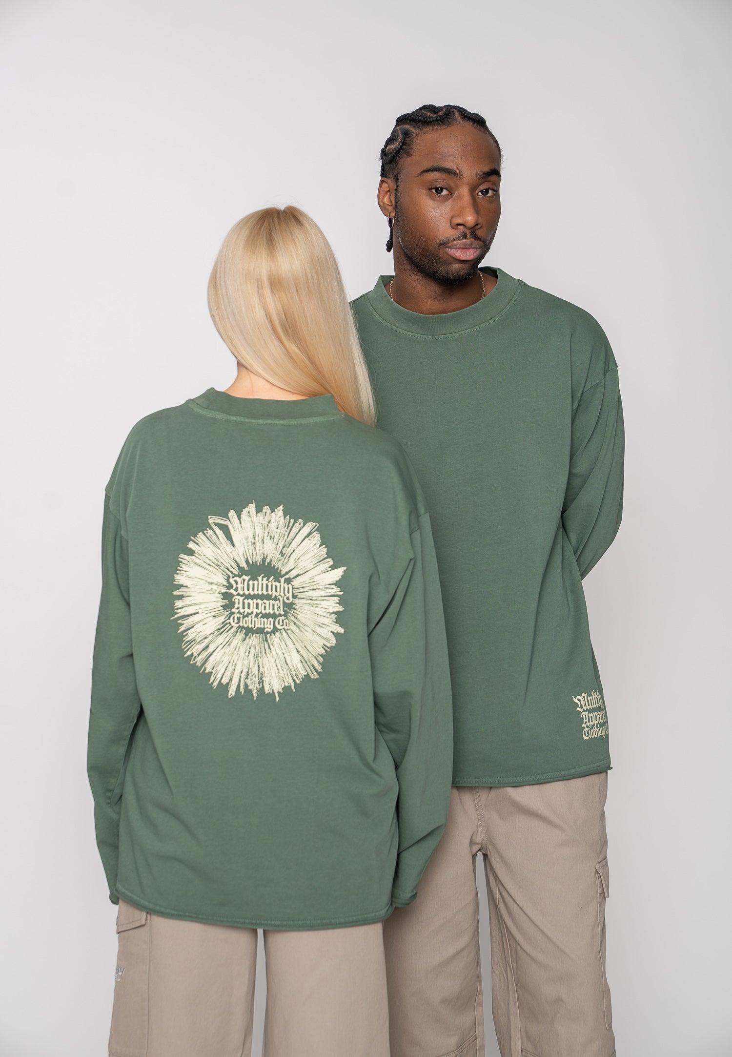 Oversize longsleeve HORSE SKETCH Black Soda Washed