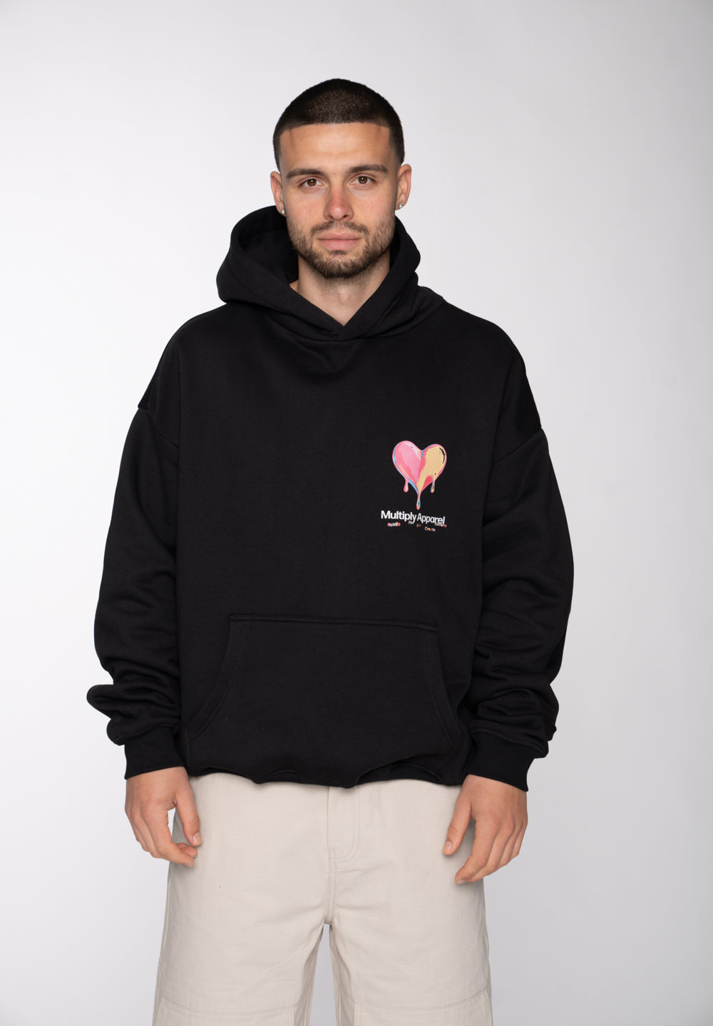 Oversized Hoodie DOG SKETCH Black Soda Washed