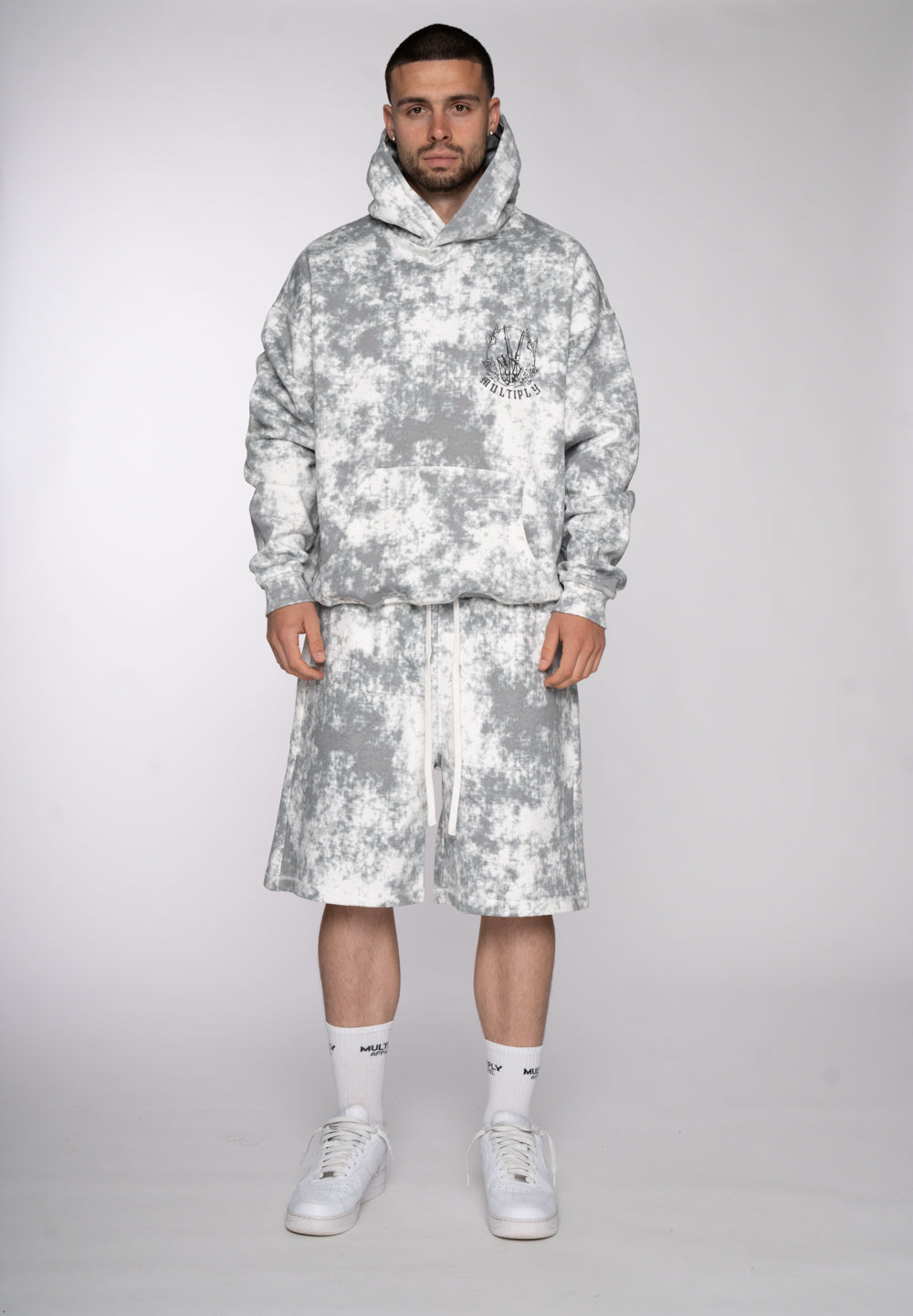 Oversized Hoodie DOG SKETCH Black Soda Washed