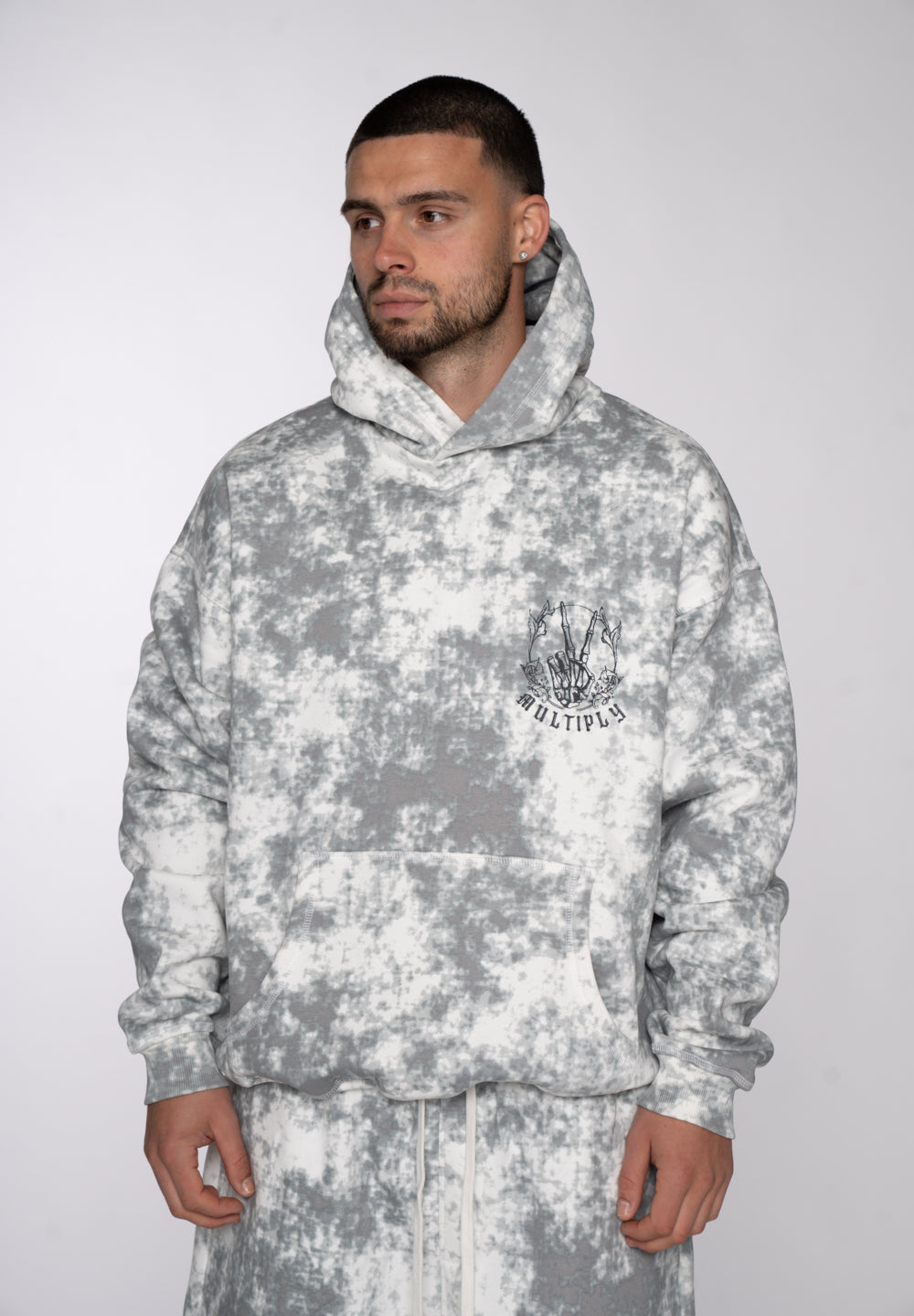 Oversized Hoodie DOG SKETCH Black Soda Washed