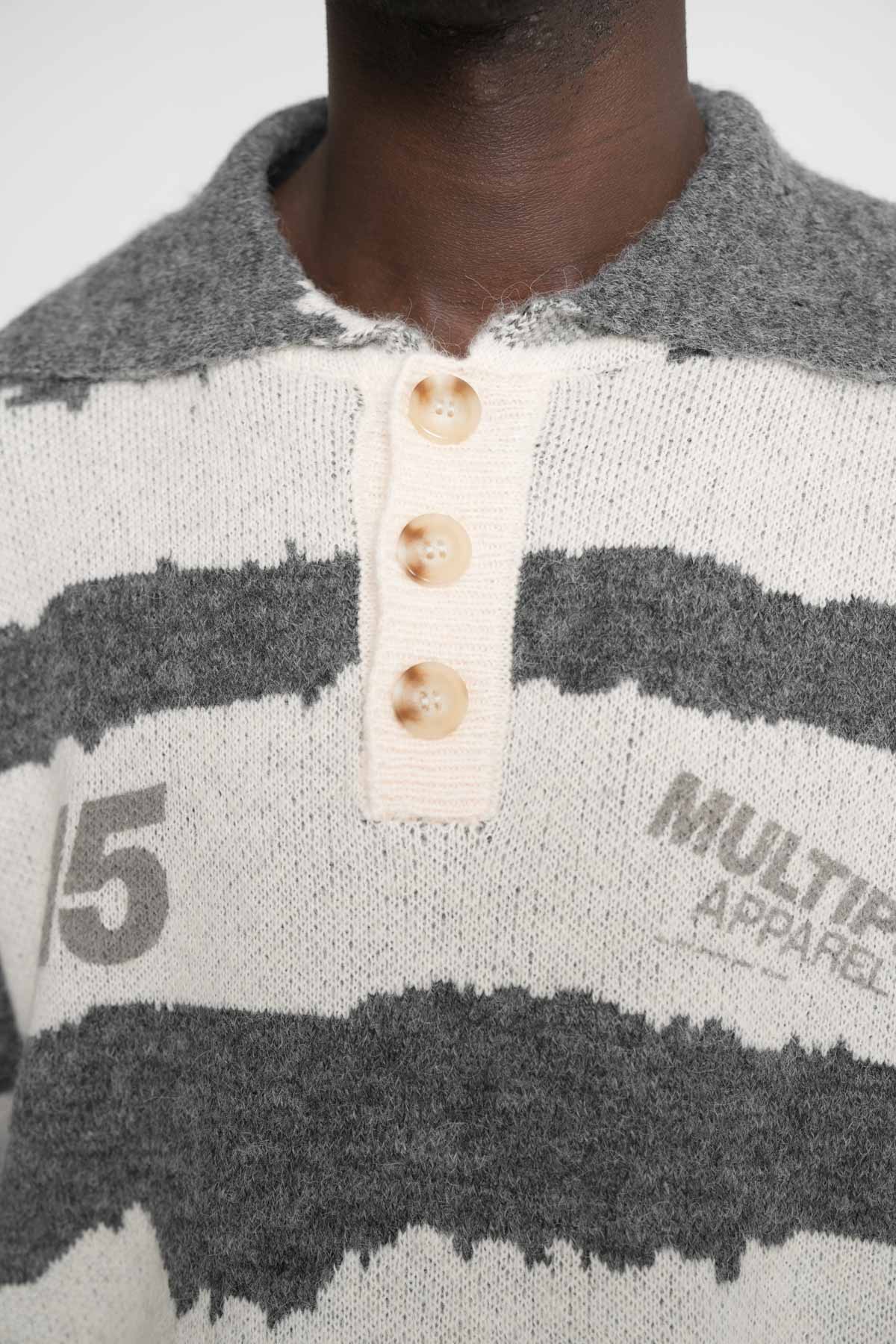 Oversize knit Longsleeve Polo DUNES Black