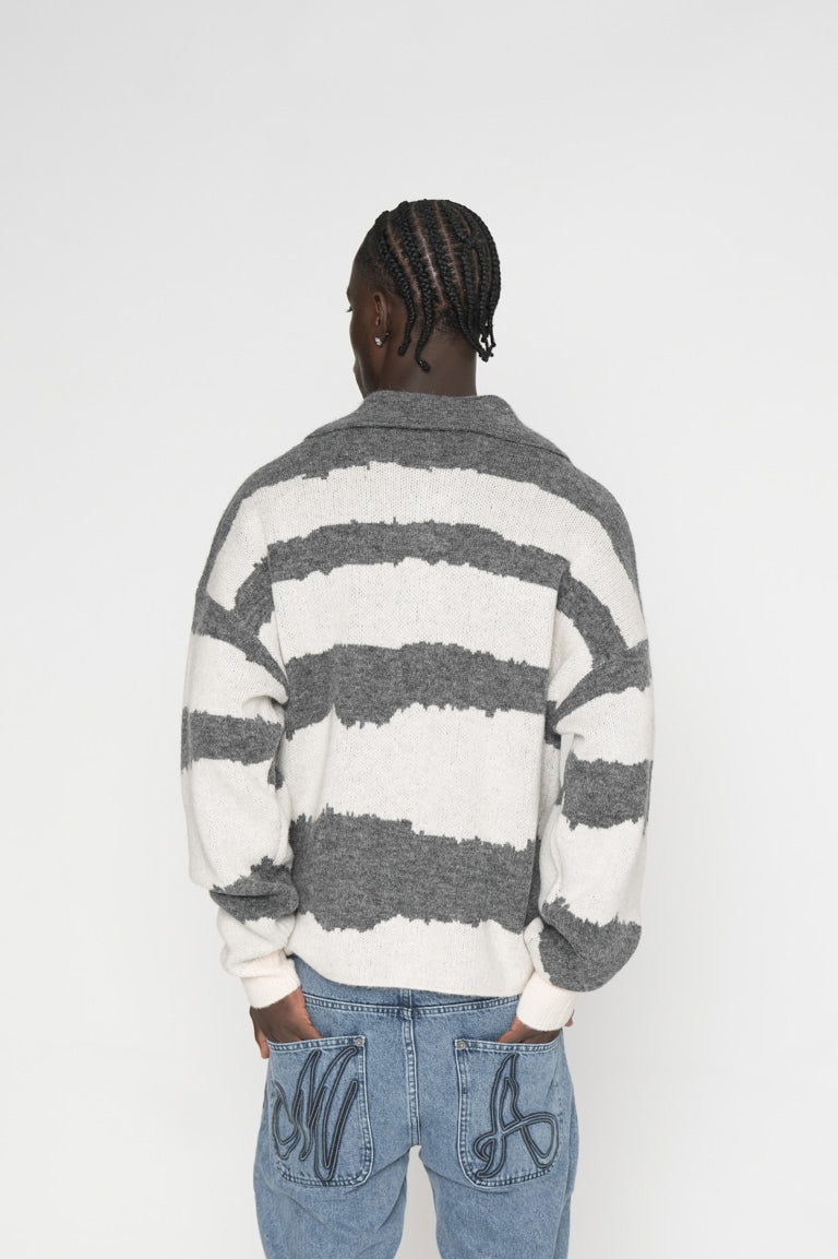 Oversize knit Longsleeve Polo DUNES Black