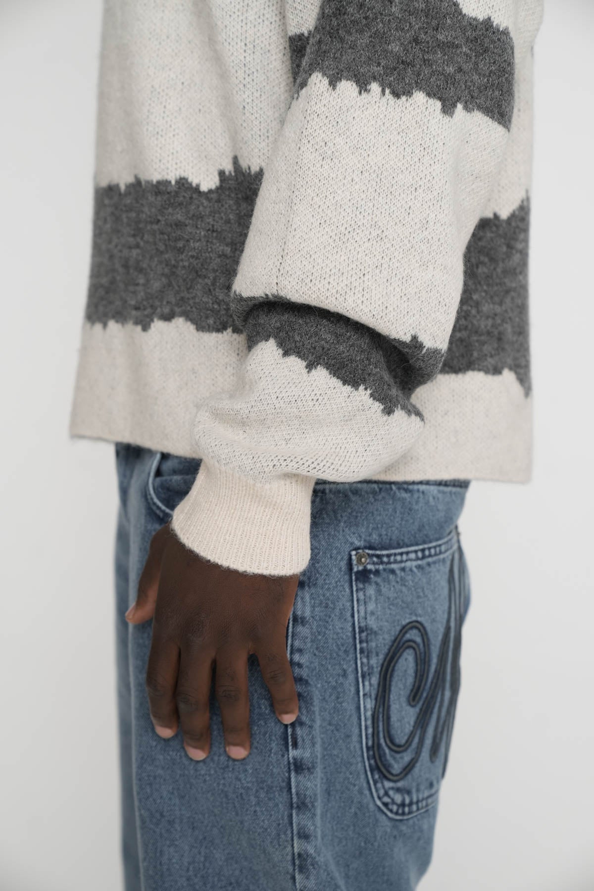 Oversize knit Longsleeve Polo DUNES Black