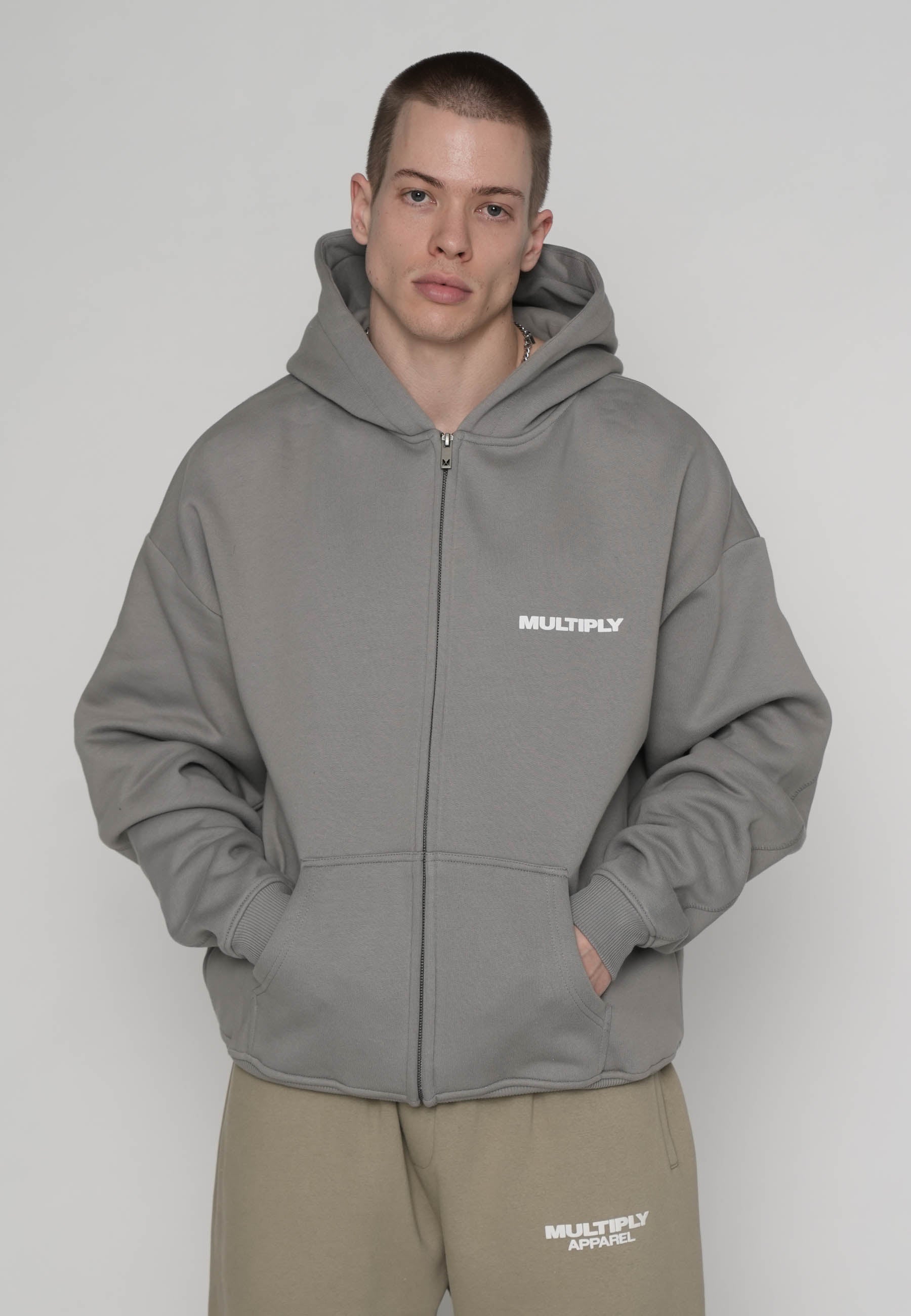 Oversize zip hoodie MULTIPLY Ultimate Grey