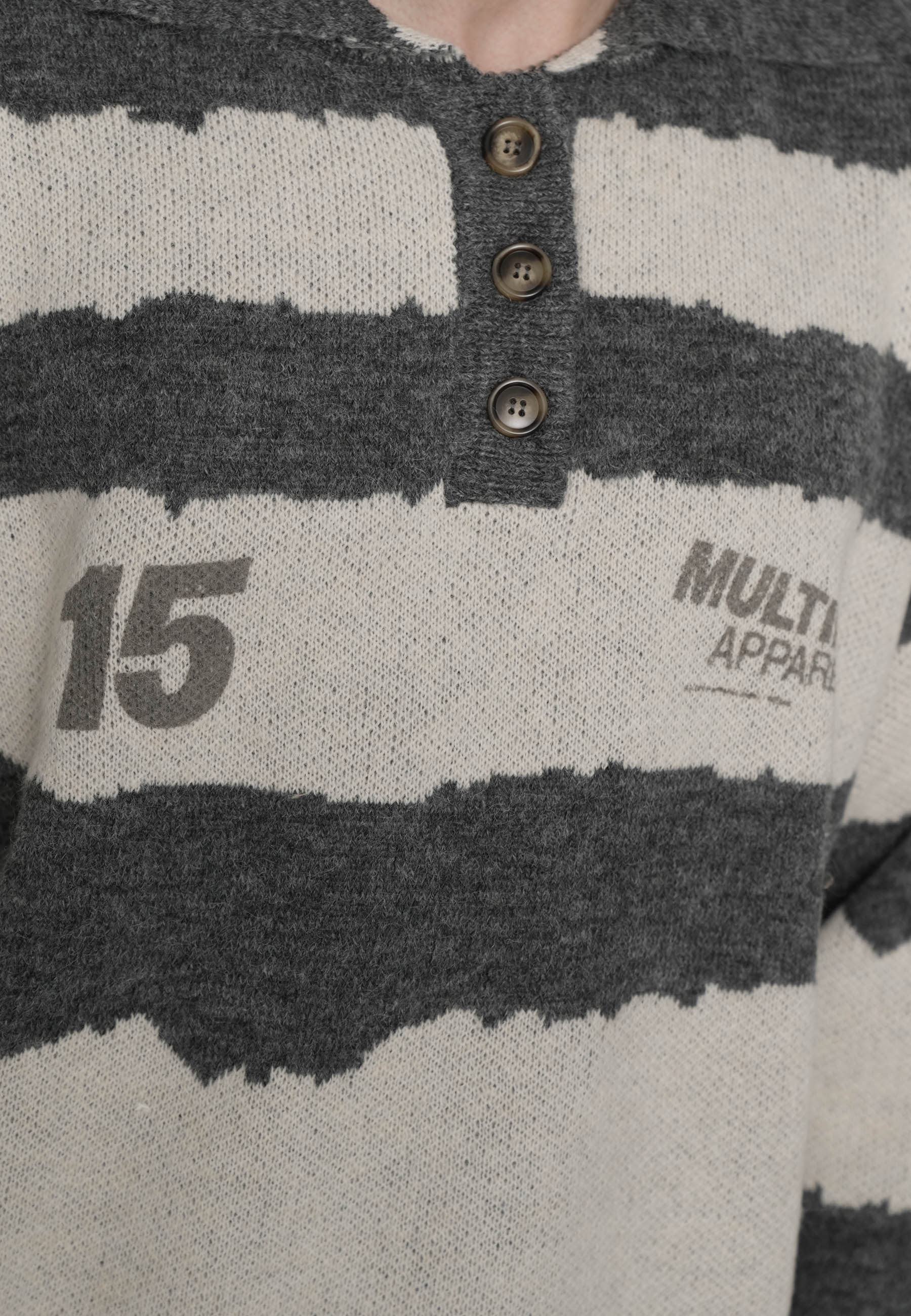 Oversize knit Longsleeve Polo DUNES Black