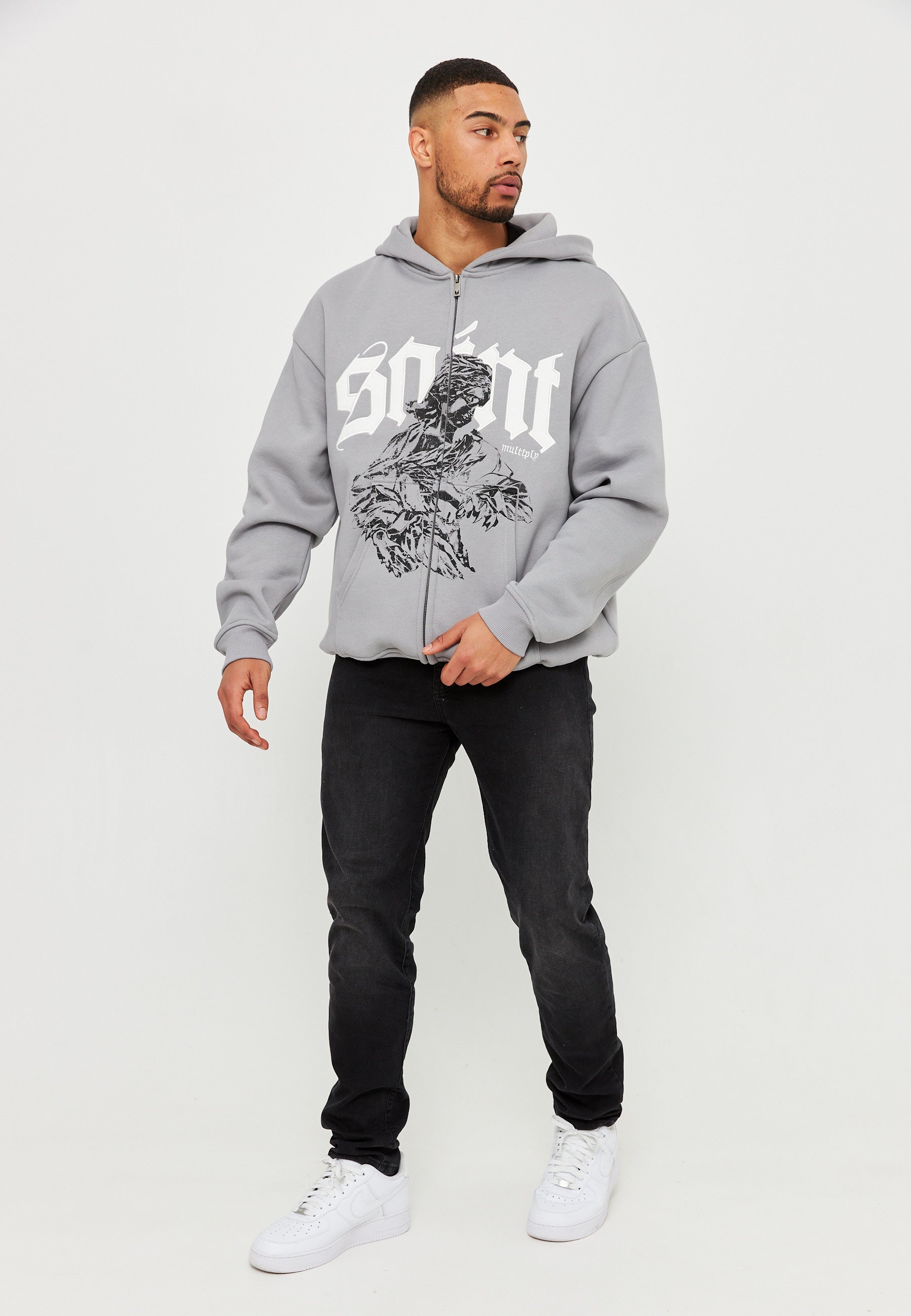 Oversize Zip Hoodie SAINT Ultimate Grey