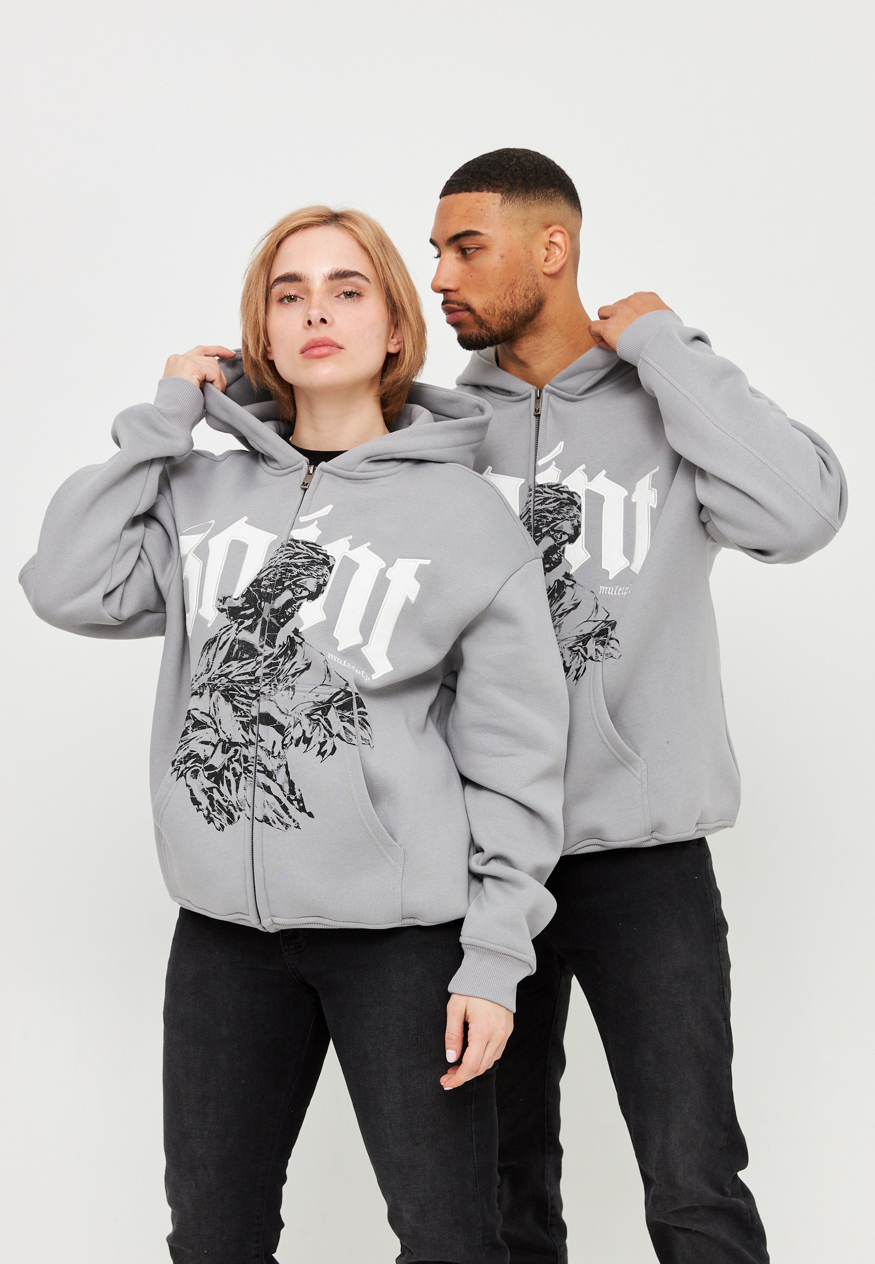 Oversize Zip Hoodie SAINT Ultimate Grey