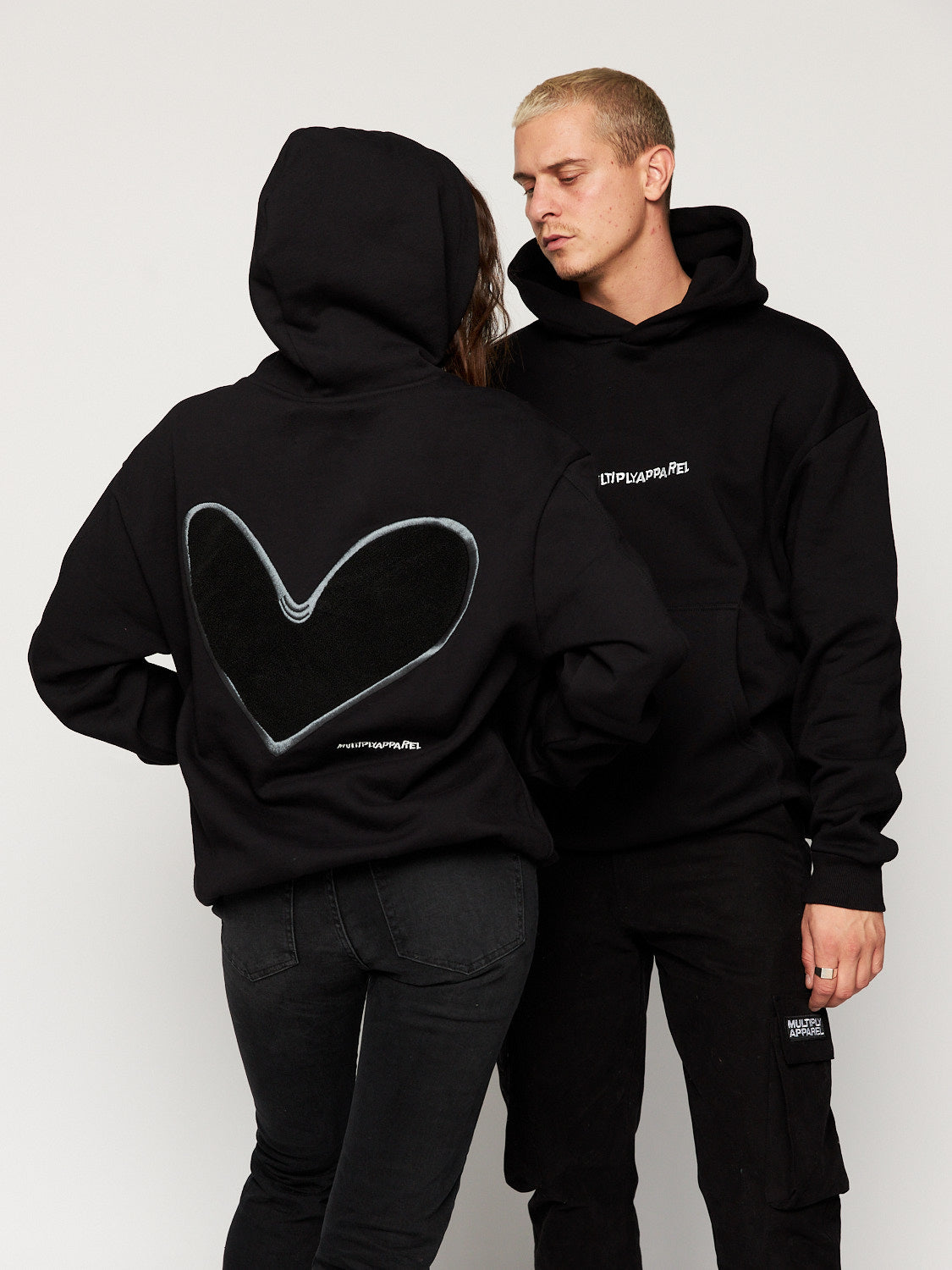 Oversized Hoodie HEART Black